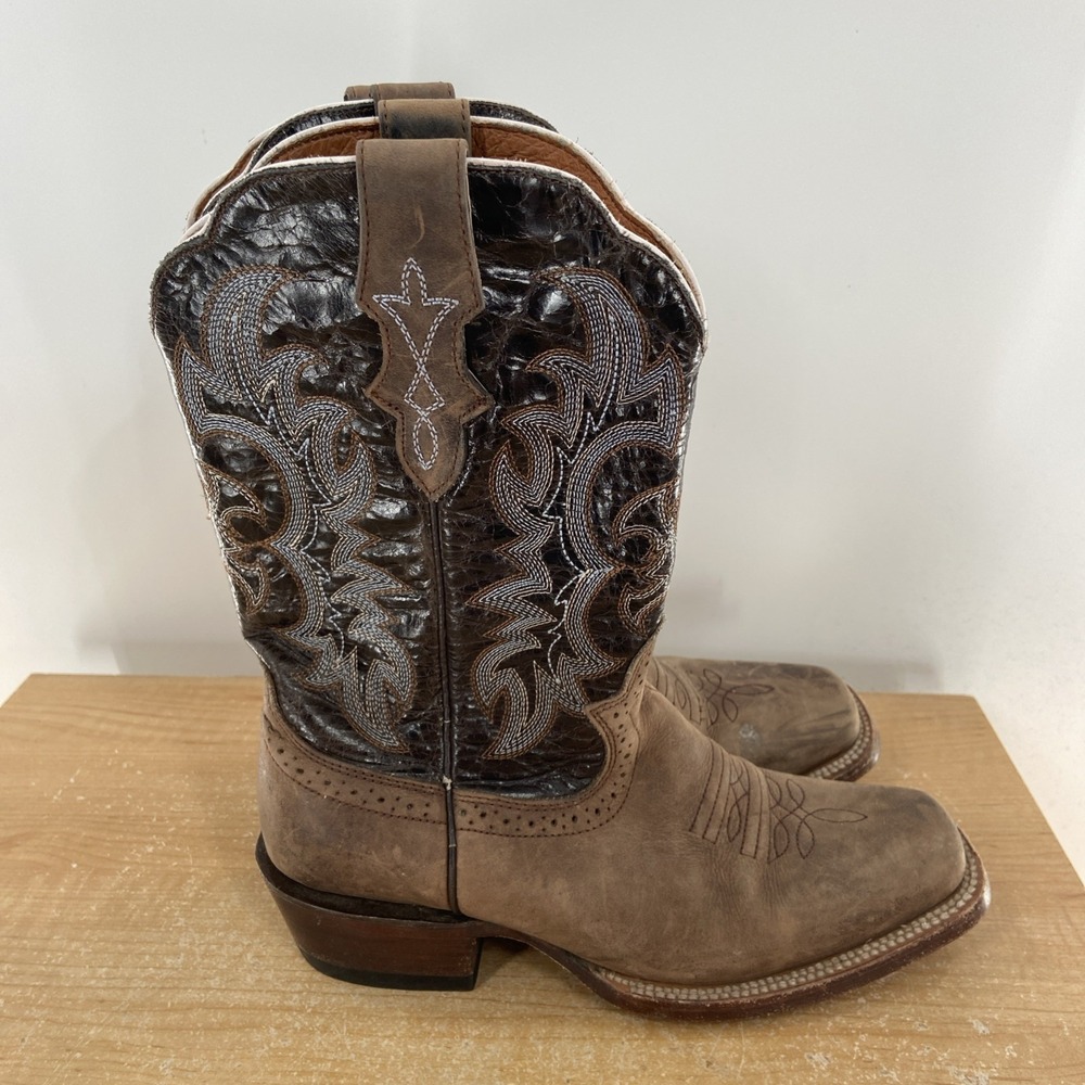 J.B Dillon Reserve Ostrich Cowboy Western Boots Mens Size 8 B Brown Leather